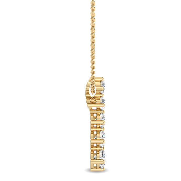 1.09ctw Round Brilliant Lab-Grown Diamond 5-Stone Pendant Necklace in 14k Yellow Gold