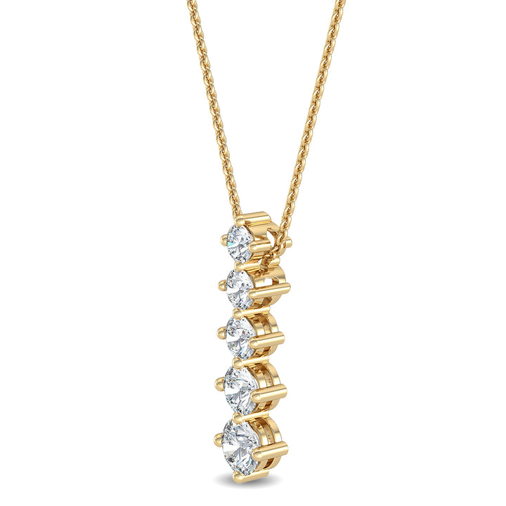 1.09ctw Round Brilliant Lab-Grown Diamond 5-Stone Pendant Necklace in 14k Yellow Gold