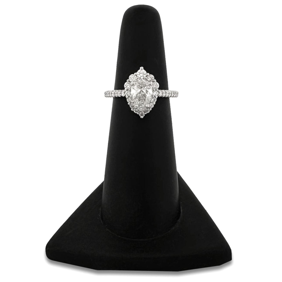 GIA Graded 1.01cts Pear with Round Brilliants Natural Diamond Engagement Ring in 14k White Gold