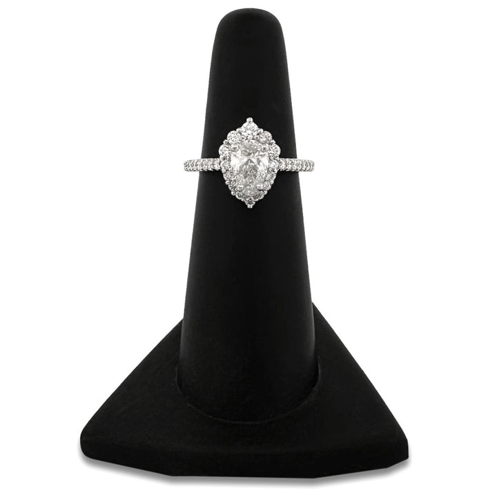 GIA Graded 1.01cts Pear with Round Brilliants Natural Diamond Engagement Ring in 14k White Gold