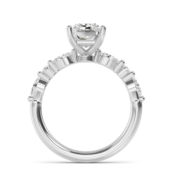 IGI Graded 2.29ctw Radiant Cut with Marquise & Round Lab-Grown Diamond Engagement Ring 14k White Gold