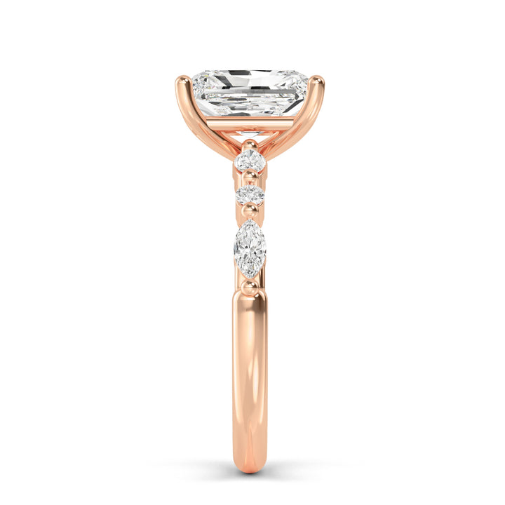 IGI Graded 2.29ctw Radiant Cut with Marquise & Round Lab-Grown Diamond Engagement Ring 14k Rose Gold