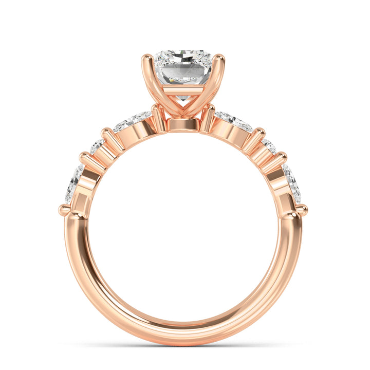 IGI Graded 2.29ctw Radiant Cut with Marquise & Round Lab-Grown Diamond Engagement Ring 14k Rose Gold