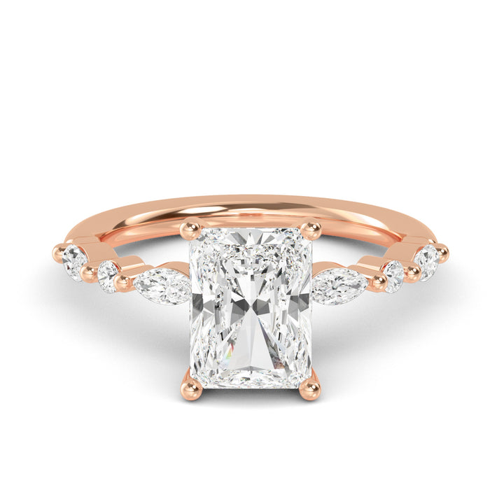 IGI Graded 2.29ctw Radiant Cut with Marquise & Round Lab-Grown Diamond Engagement Ring 14k Rose Gold