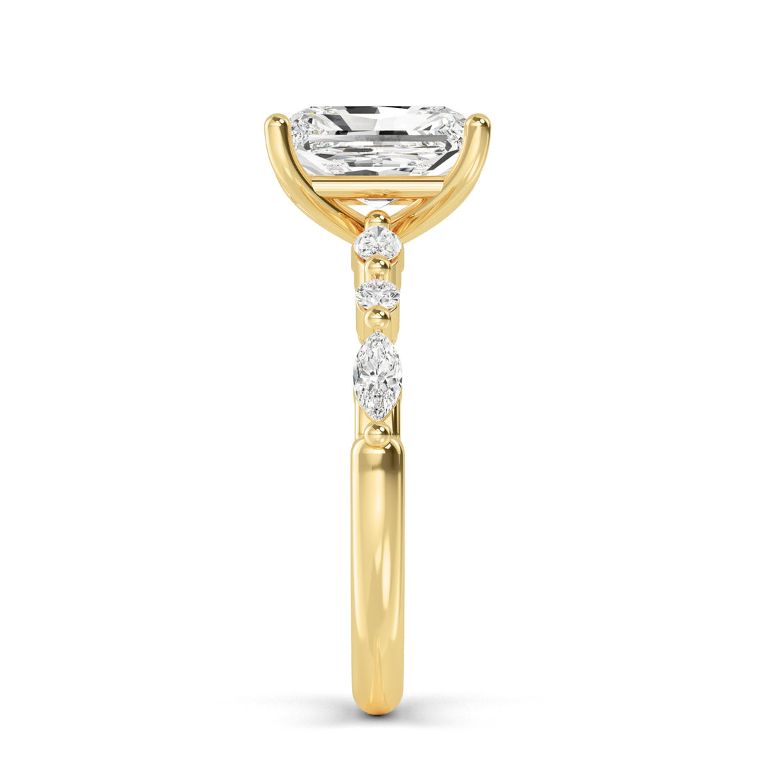 IGI Graded 2.29ctw Radiant Cut with Marquise & Round Lab-Grown Diamond Engagement Ring 14k Yellow Gold