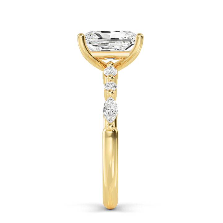 IGI Graded 2.29ctw Radiant Cut with Marquise & Round Lab-Grown Diamond Engagement Ring 14k Yellow Gold