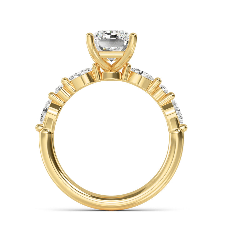 IGI Graded 2.29ctw Radiant Cut with Marquise & Round Lab-Grown Diamond Engagement Ring 14k Yellow Gold