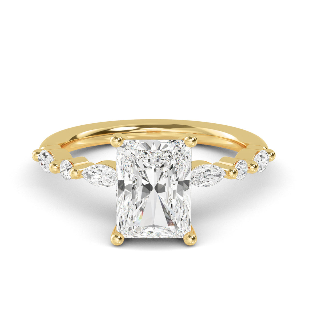 IGI Graded 2.29ctw Radiant Cut with Marquise & Round Lab-Grown Diamond Engagement Ring 14k Yellow Gold