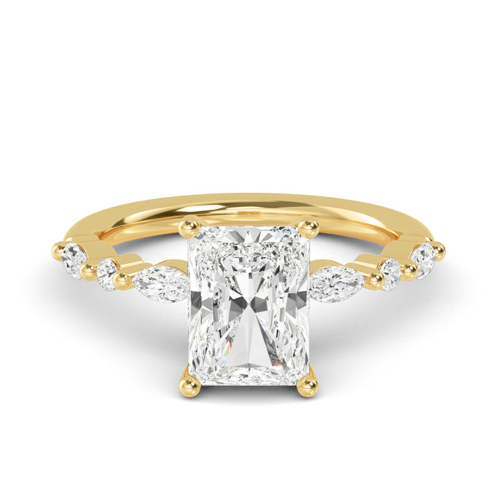 IGI Graded 2.29ctw Radiant Cut with Marquise & Round Lab-Grown Diamond Engagement Ring 14k Yellow Gold