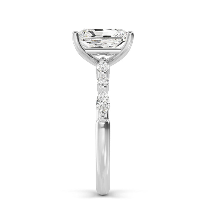 IGI Graded 2.29ctw Radiant Cut with Marquise & Round Lab-Grown Diamond Engagement Ring 14k White Gold