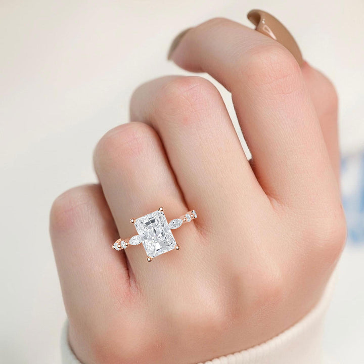 IGI Graded 2.29ctw Radiant Cut with Marquise & Round Lab-Grown Diamond Engagement Ring 14k Rose Gold