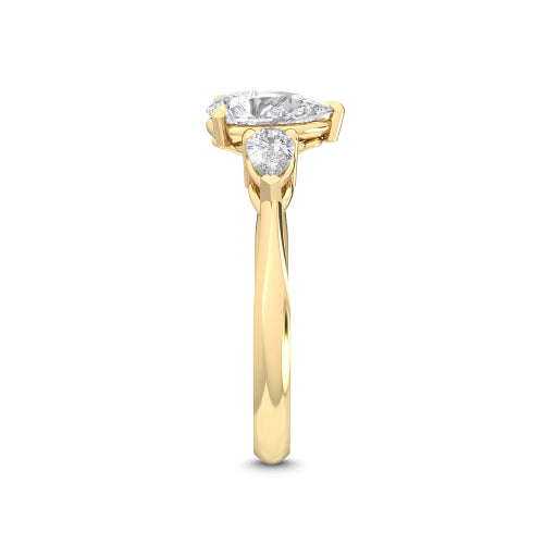 2.50ctw Pear Cut Lab-Grown Diamond 3-Stone Engagement Ring in 14k Yellow Gold