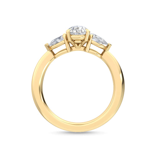 2.50ctw Pear Cut Lab-Grown Diamond 3-Stone Engagement Ring in 14k Yellow Gold