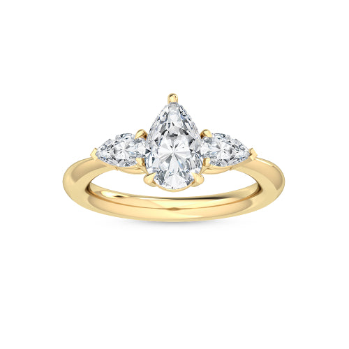 2.50ctw Pear Cut Lab-Grown Diamond 3-Stone Engagement Ring in 14k Yellow Gold