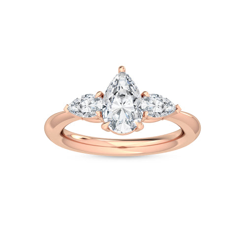 2.50ctw Pear Cut Lab-Grown Diamond 3-Stone Engagement Ring in 14k Rose Gold