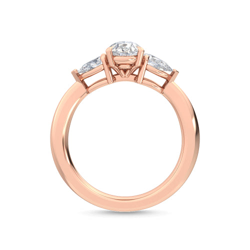 2.50ctw Pear Cut Lab-Grown Diamond 3-Stone Engagement Ring in 14k Rose Gold