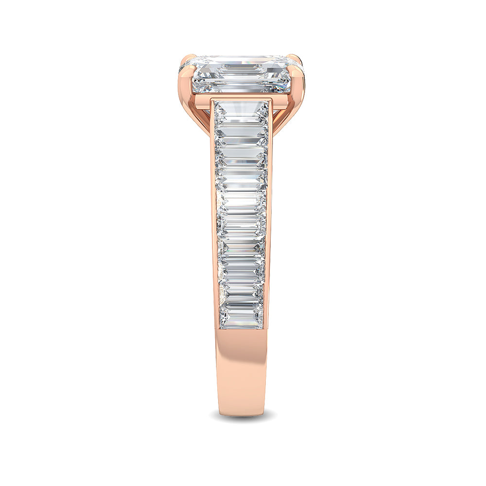 2.75ctw Emerald Cut & Baguette Lab-Grown Diamond Engagement Ring 14k Rose Gold