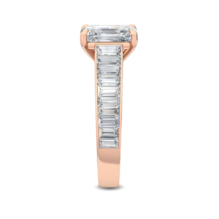 2.75ctw Emerald Cut & Baguette Lab-Grown Diamond Engagement Ring 14k Rose Gold