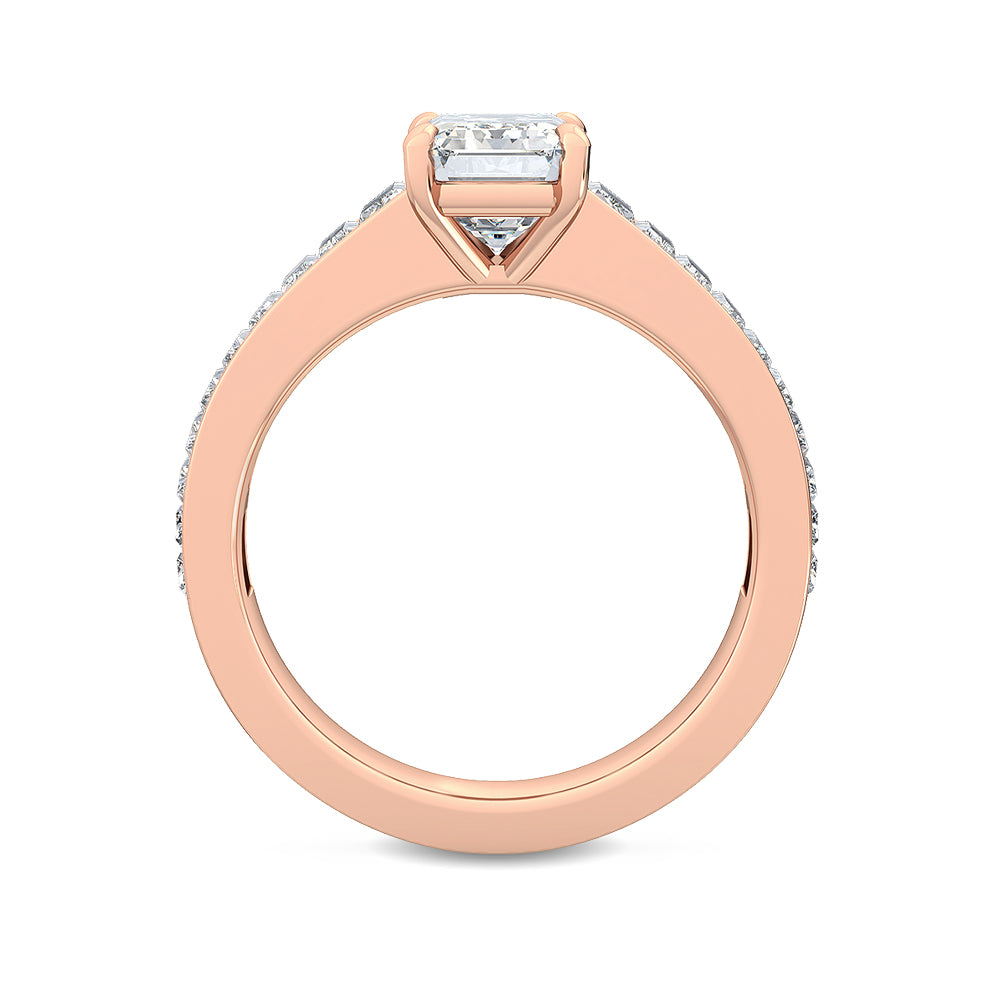 2.75ctw Emerald Cut & Baguette Lab-Grown Diamond Engagement Ring 14k Rose Gold