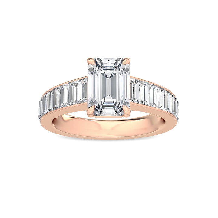 2.75ctw Emerald Cut & Baguette Lab-Grown Diamond Engagement Ring 14k Rose Gold
