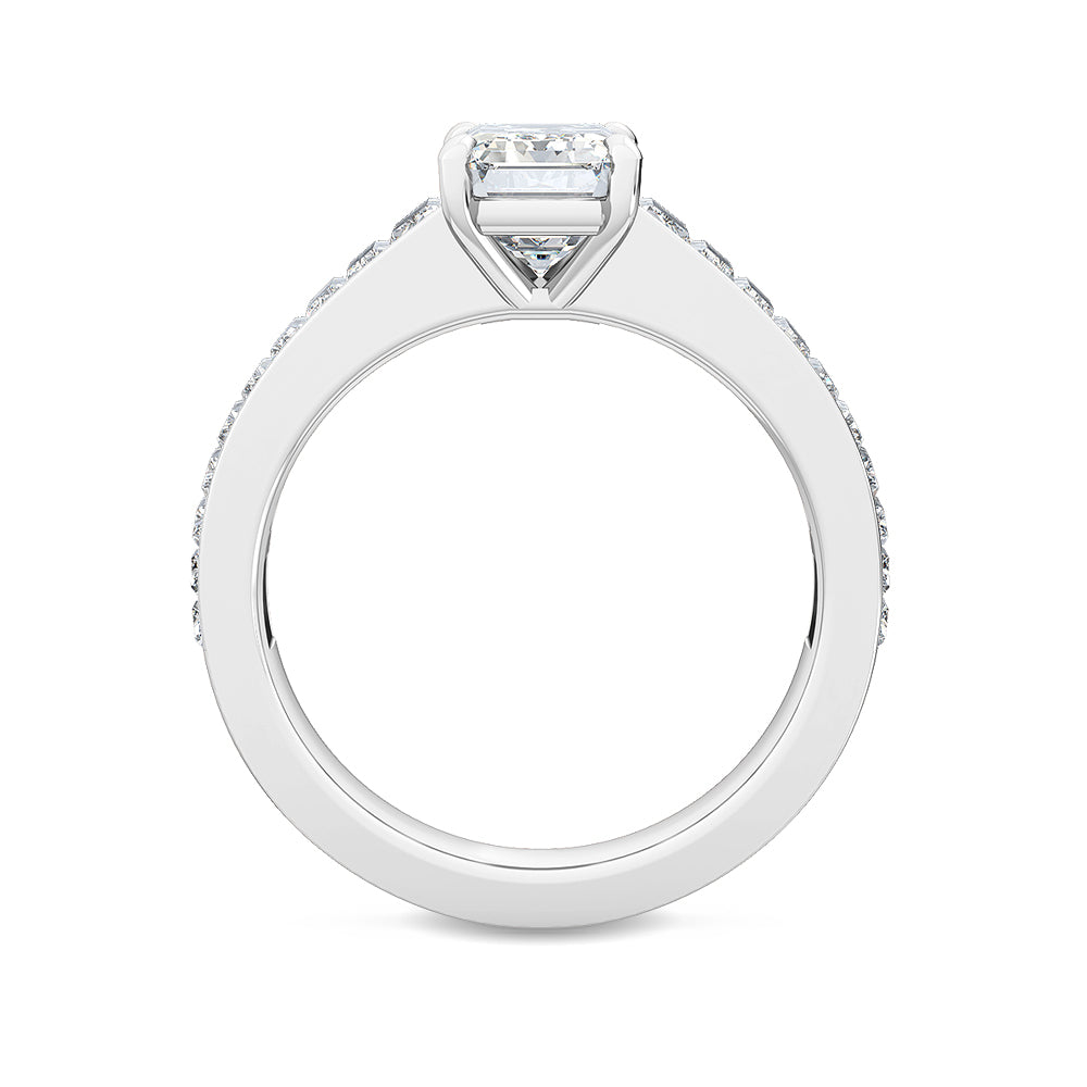 2.75ctw Emerald Cut & Baguette Lab-Grown Diamond Engagement Ring 14k White Gold