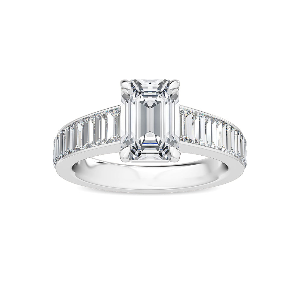 2.75ctw Emerald Cut & Baguette Lab-Grown Diamond Engagement Ring 14k White Gold