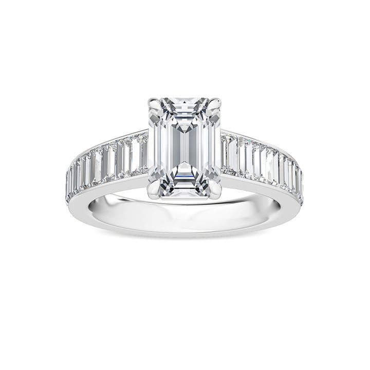 2.75ctw Emerald Cut & Baguette Lab-Grown Diamond Engagement Ring 14k White Gold