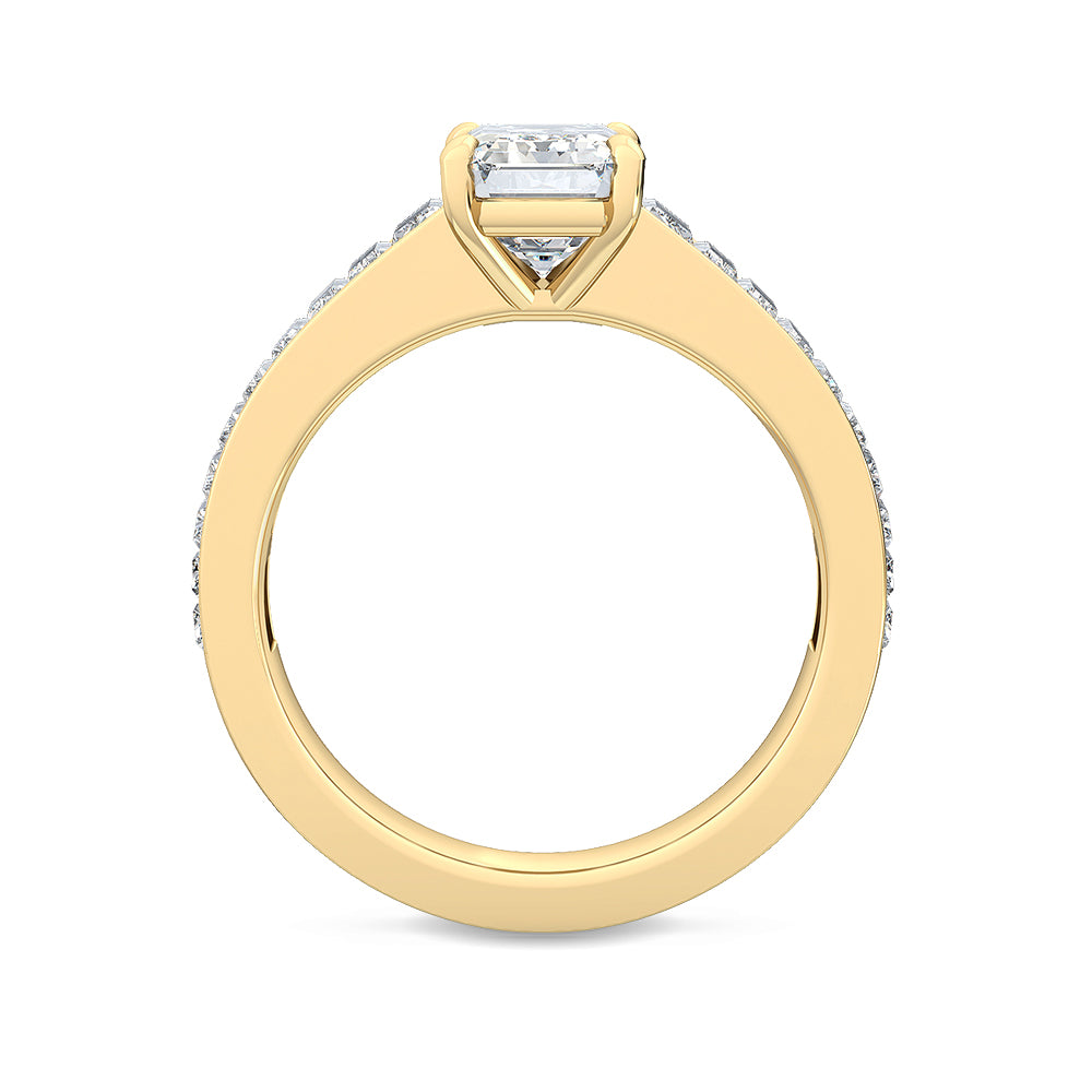 2.75ctw Emerald Cut & Baguette Lab-Grown Diamond Engagement Ring 14k Yellow Gold