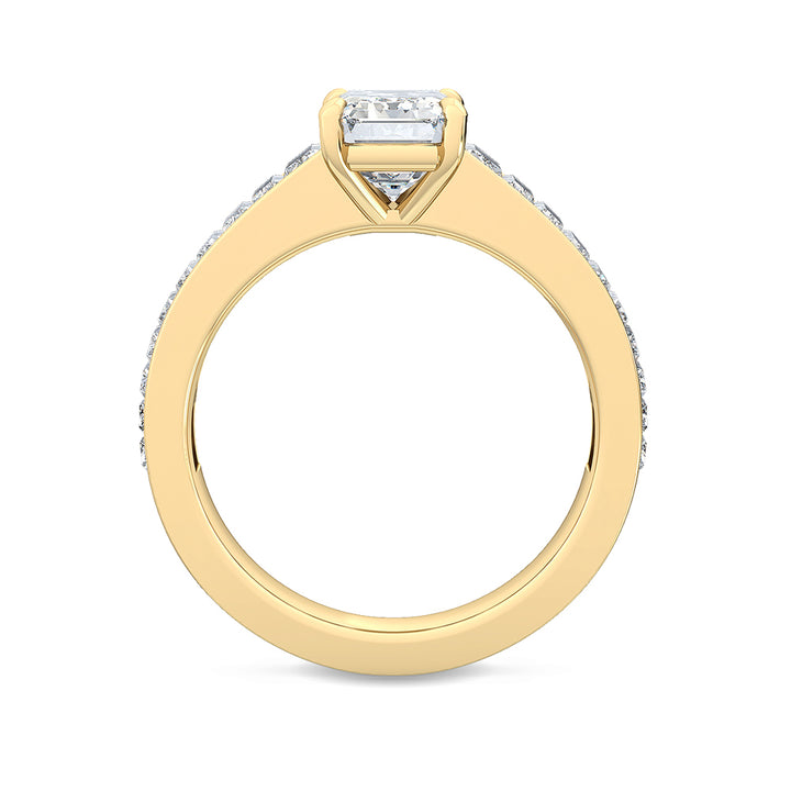 2.75ctw Emerald Cut & Baguette Lab-Grown Diamond Engagement Ring 14k Yellow Gold