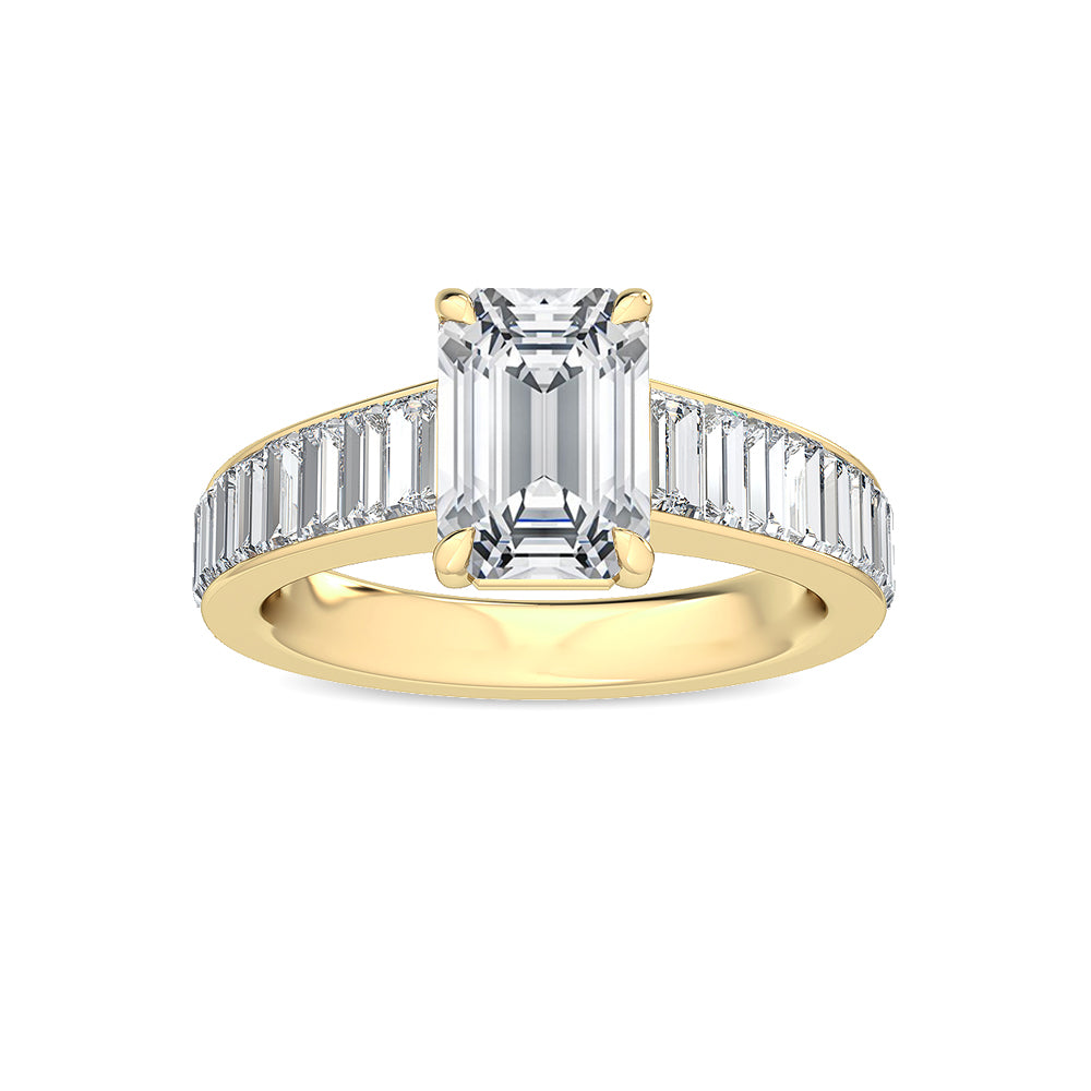 2.75ctw Emerald Cut & Baguette Lab-Grown Diamond Engagement Ring 14k Yellow Gold