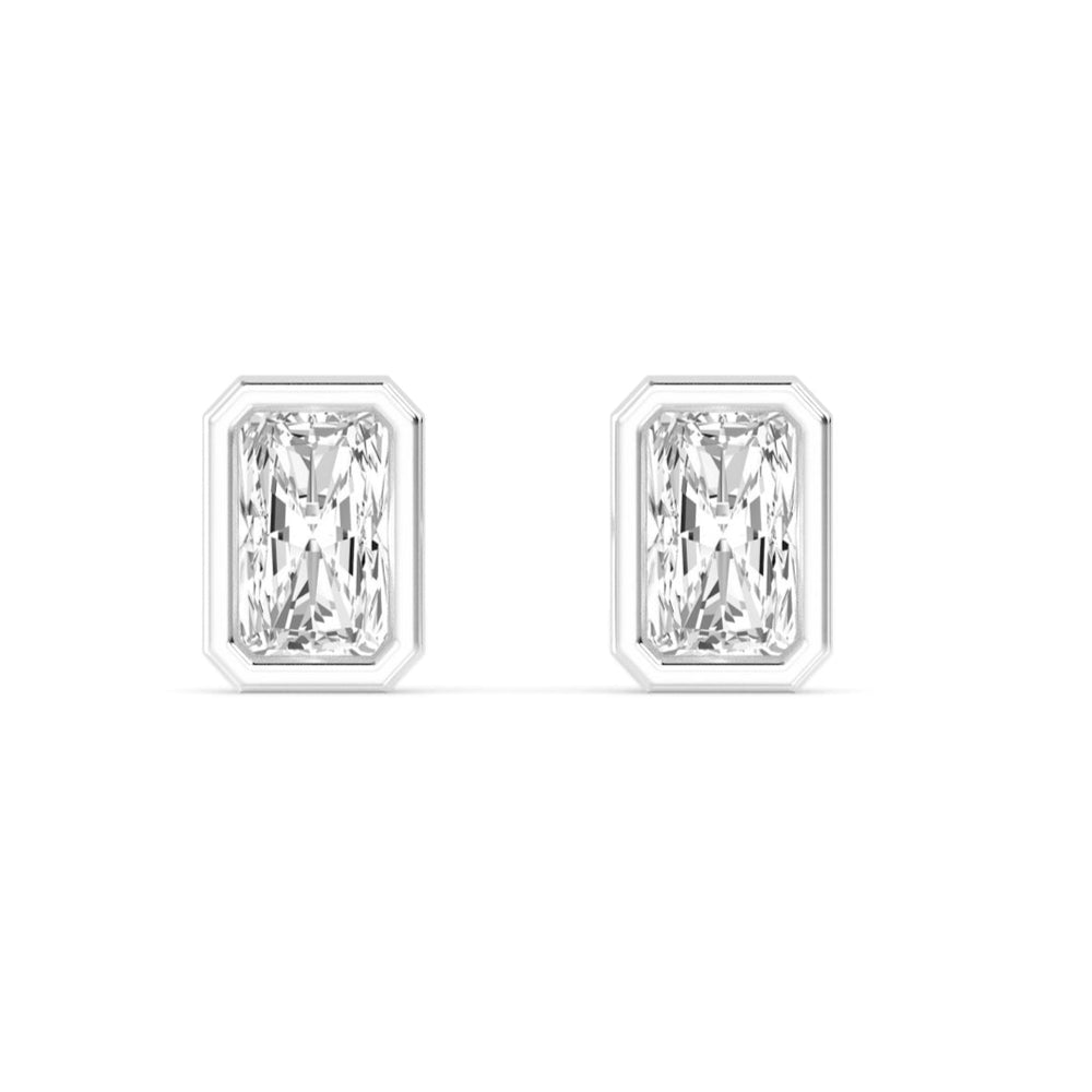 3.31ctw Radiant Cut Bezel Set Lab-Grown Diamond Stud Earrings in 14k White Gold