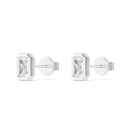 3.31ctw Radiant Cut Bezel Set Lab-Grown Diamond Stud Earrings in 14k White Gold