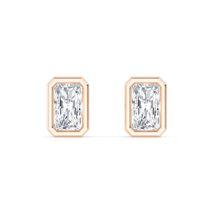 3.31ctw Radiant Cut Bezel Set Lab-Grown Diamond Stud Earrings in 14k Rose Gold