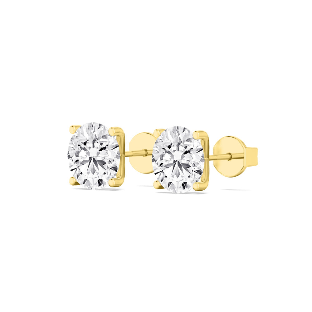 3.02ctw Round Brilliant Lab-Grown Diamond Stud Earrings in 14k Yellow Gold
