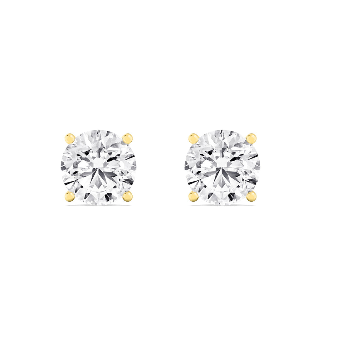 3.02ctw Round Brilliant Lab-Grown Diamond Stud Earrings in 14k Yellow Gold