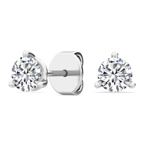 IGI Graded 4ctw Round Brilliant Lab-Grown Diamond Stud Earrings in 14k White Gold