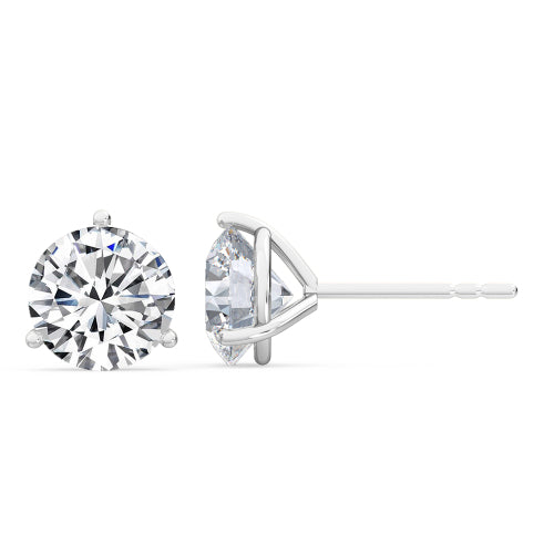 IGI Graded 4ctw Round Brilliant Lab-Grown Diamond Stud Earrings in 14k White Gold