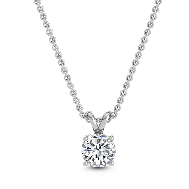 IGI Graded 1ct Round Brilliant Lab-Grown Diamond Solitaire Pendant Necklace in 14k White Gold