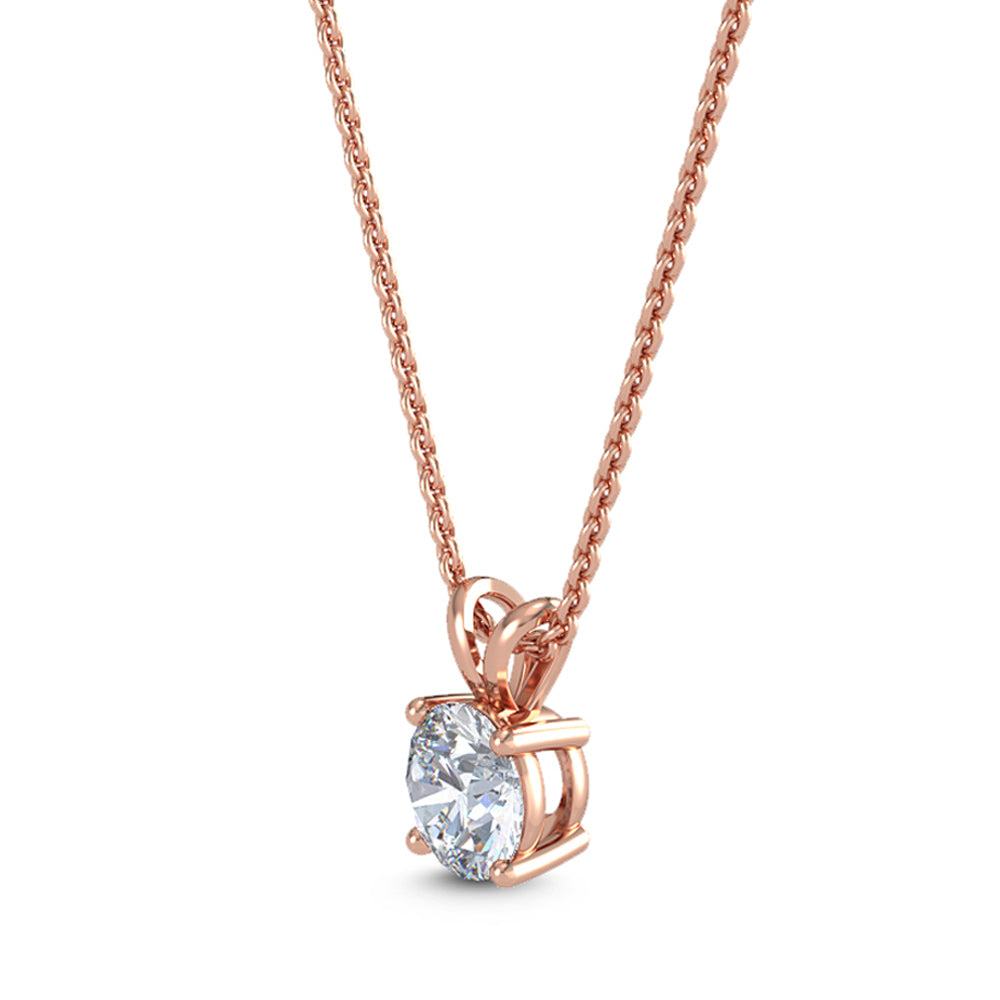 IGI Graded 1ct Round Brilliant Lab-Grown Diamond Solitaire Pendant Necklace in 14k Rose Gold