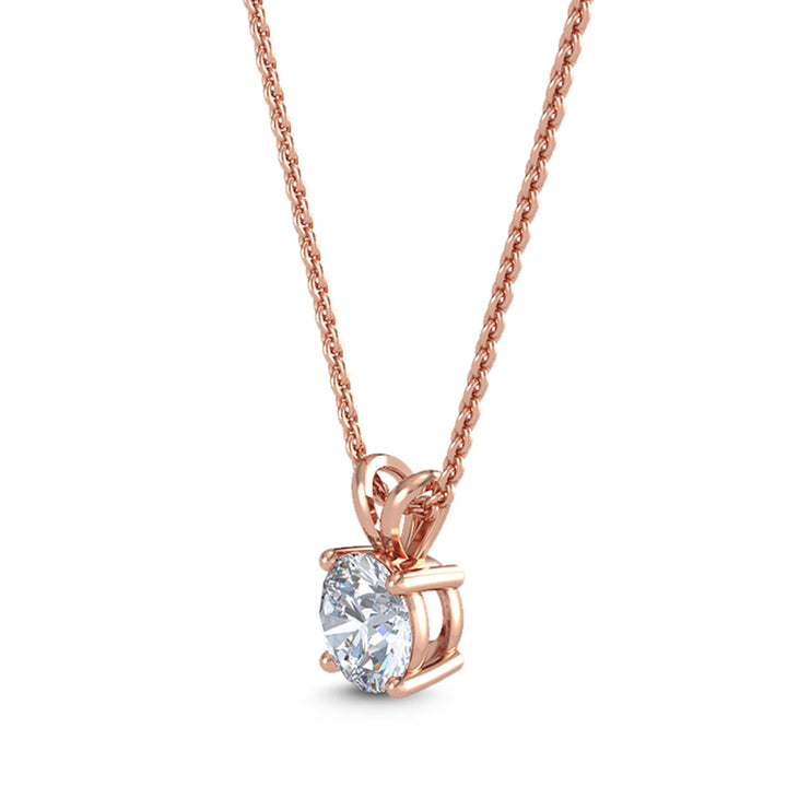 IGI Graded 1ct Round Brilliant Lab-Grown Diamond Solitaire Pendant Necklace in 14k Rose Gold