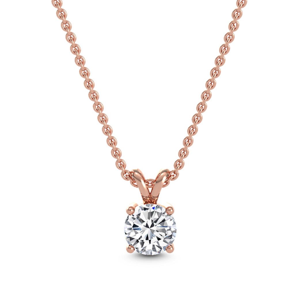 IGI Graded 1ct Round Brilliant Lab-Grown Diamond Solitaire Pendant Necklace in 14k Rose Gold