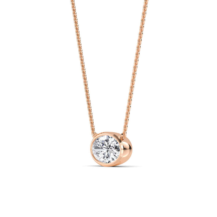 1ct Oval Cut Lab-Grown Diamond Floating Solitaire Pendant Necklace in 14k Rose Gold