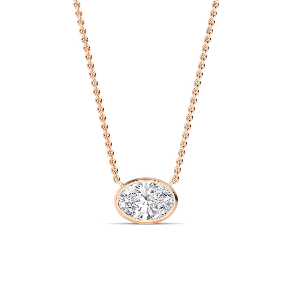 1ct Oval Cut Lab-Grown Diamond Floating Solitaire Pendant Necklace in 14k Rose Gold