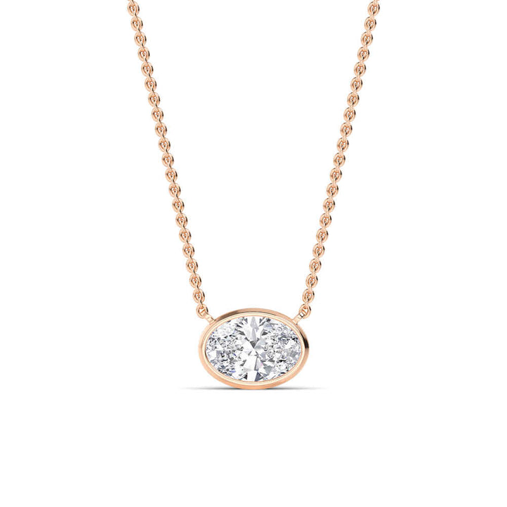 1ct Oval Cut Lab-Grown Diamond Floating Solitaire Pendant Necklace in 14k Rose Gold