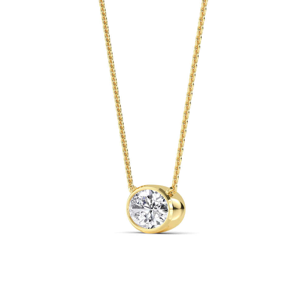 1ct Oval Cut Lab-Grown Diamond Floating Solitaire Pendant Necklace in 14k Yellow Gold