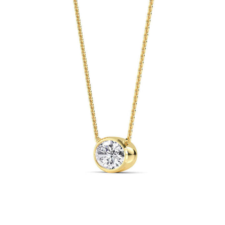 1ct Oval Cut Lab-Grown Diamond Floating Solitaire Pendant Necklace in 14k Yellow Gold