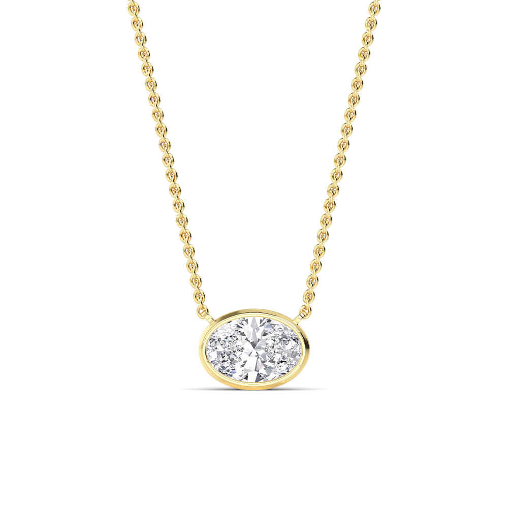 1ct Oval Cut Lab-Grown Diamond Floating Solitaire Pendant Necklace in 14k Yellow Gold