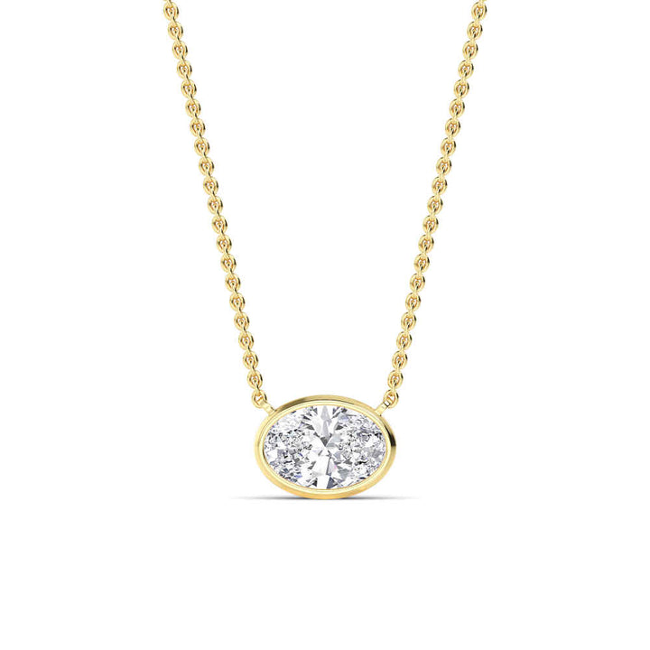 1ct Oval Cut Lab-Grown Diamond Floating Solitaire Pendant Necklace in 14k Yellow Gold