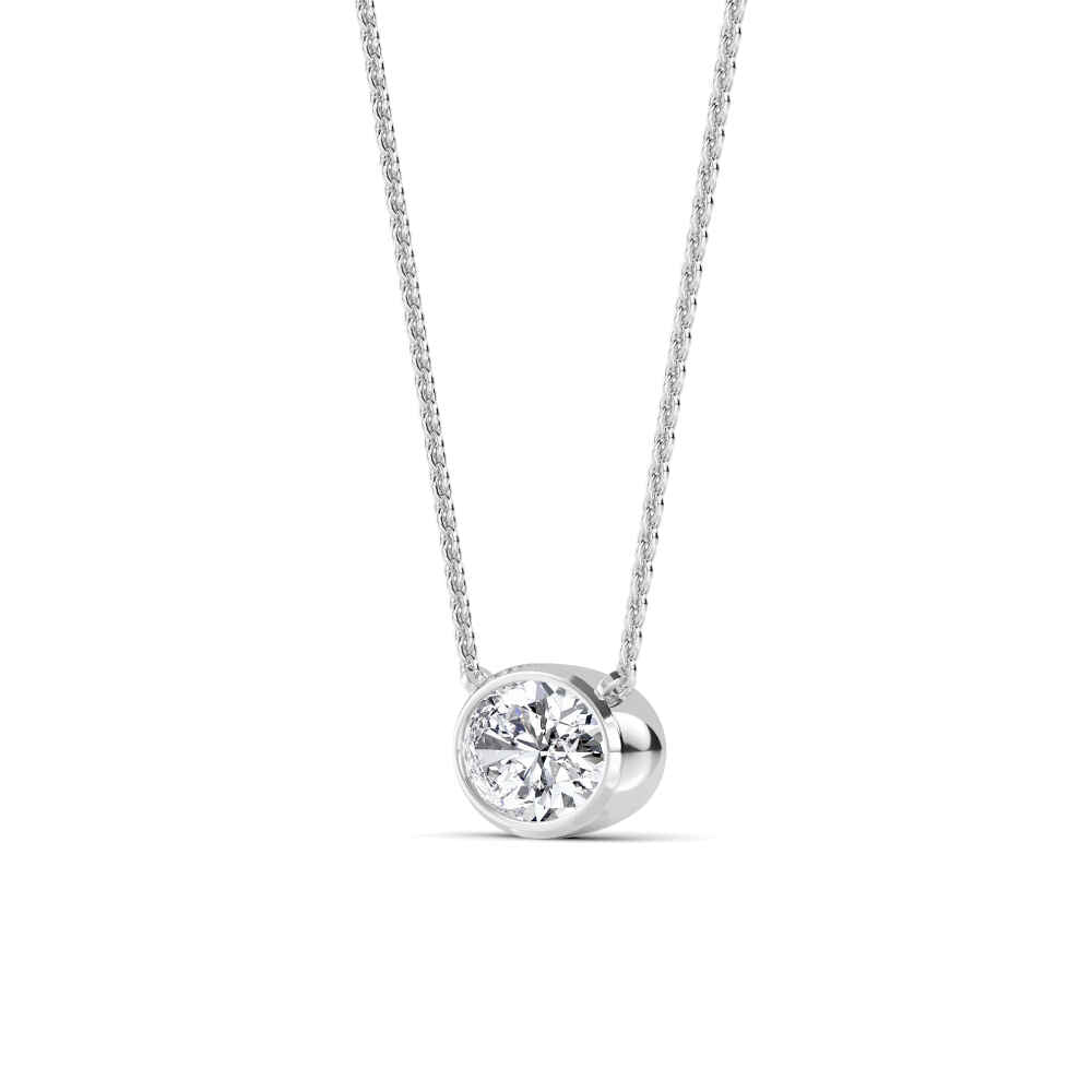 1ct Oval Cut Lab-Grown Diamond Floating Solitaire Pendant Necklace in 14k White Gold