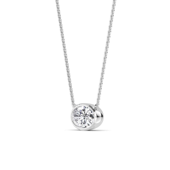 1ct Oval Cut Lab-Grown Diamond Floating Solitaire Pendant Necklace in 14k White Gold